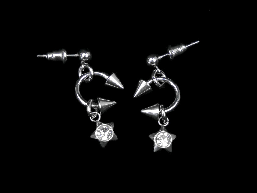 Pierced Crystal Star Earrings