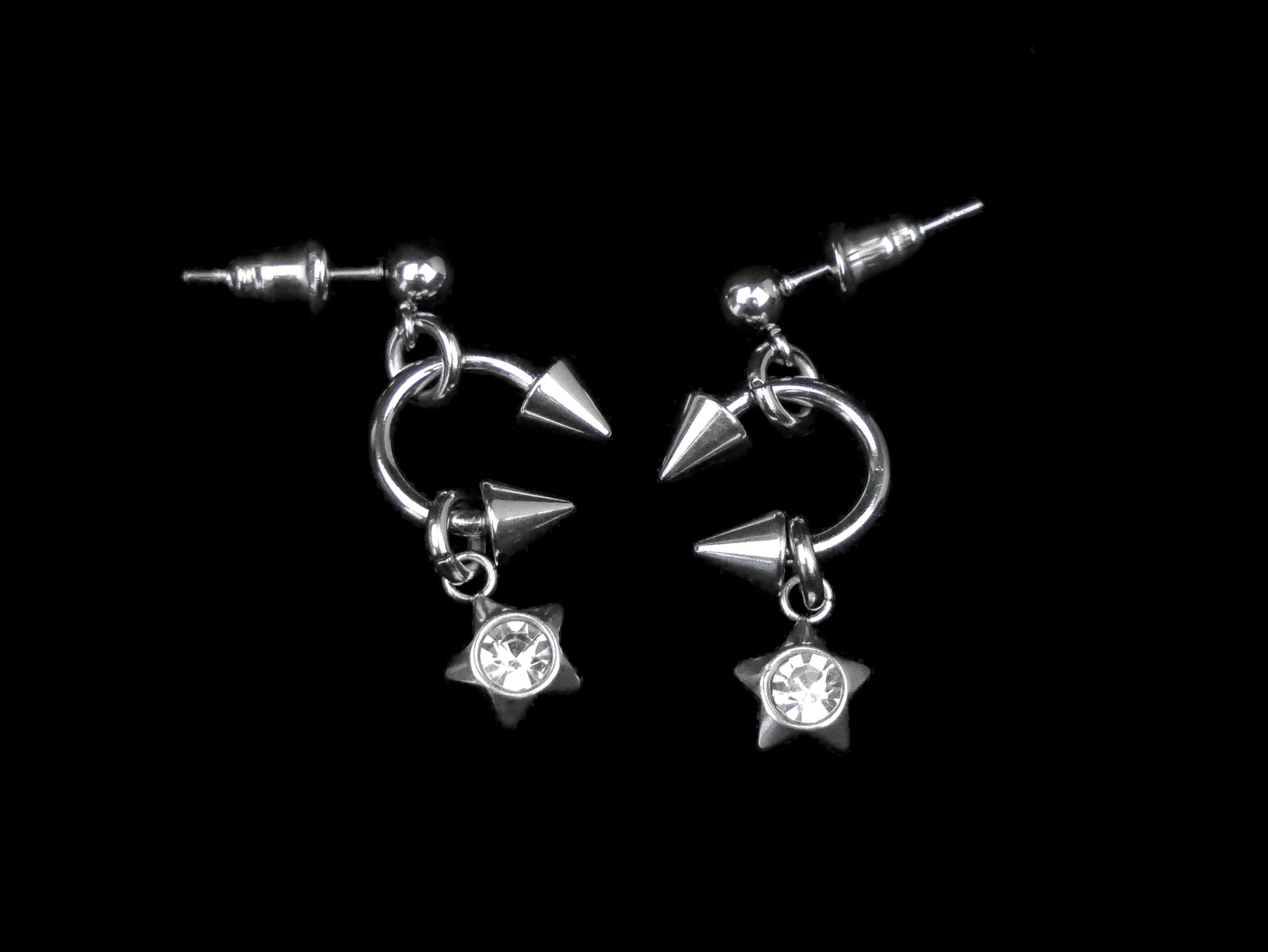 Pierced Crystal Star Earrings