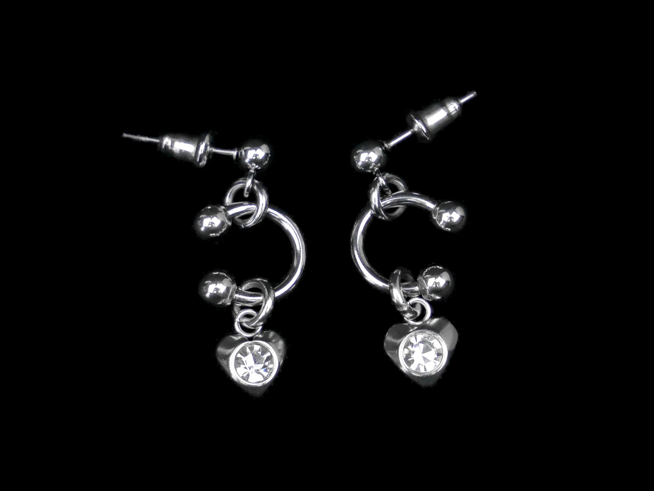 Pierced Crystal Heart Earrings