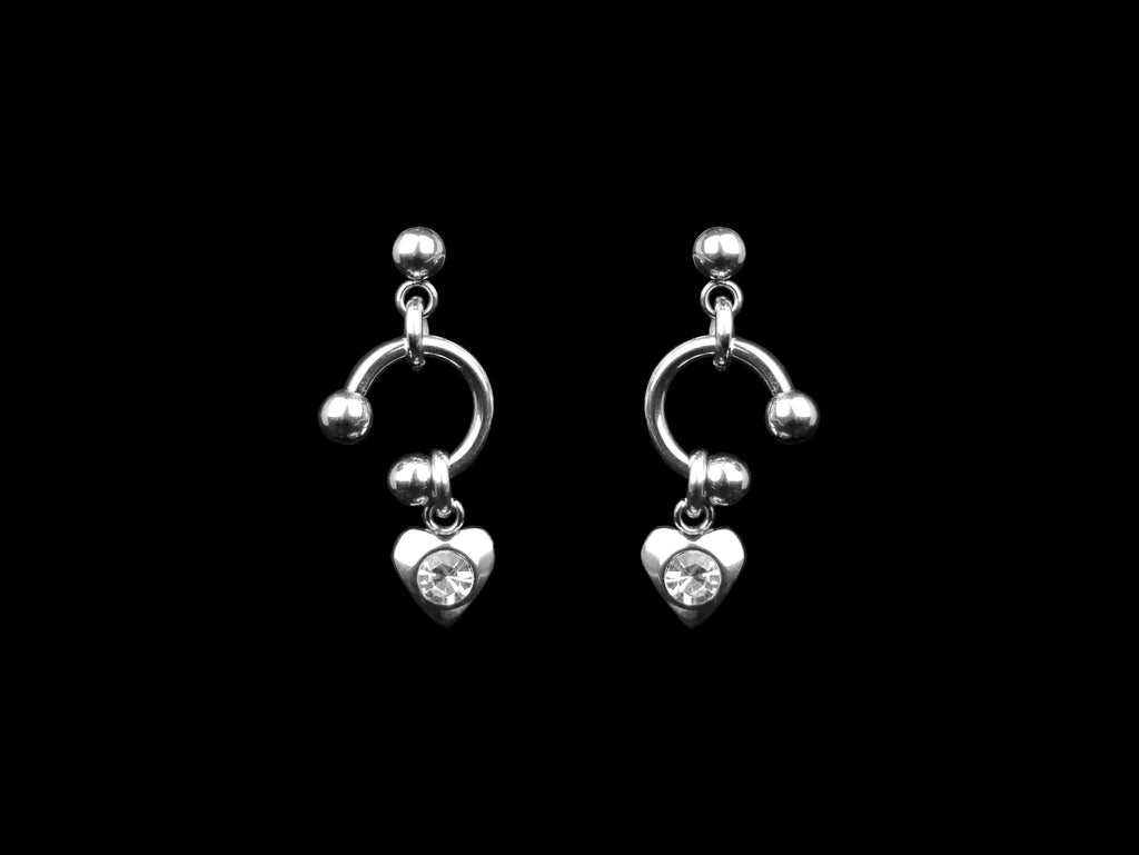 Pierced Crystal Heart Earrings
