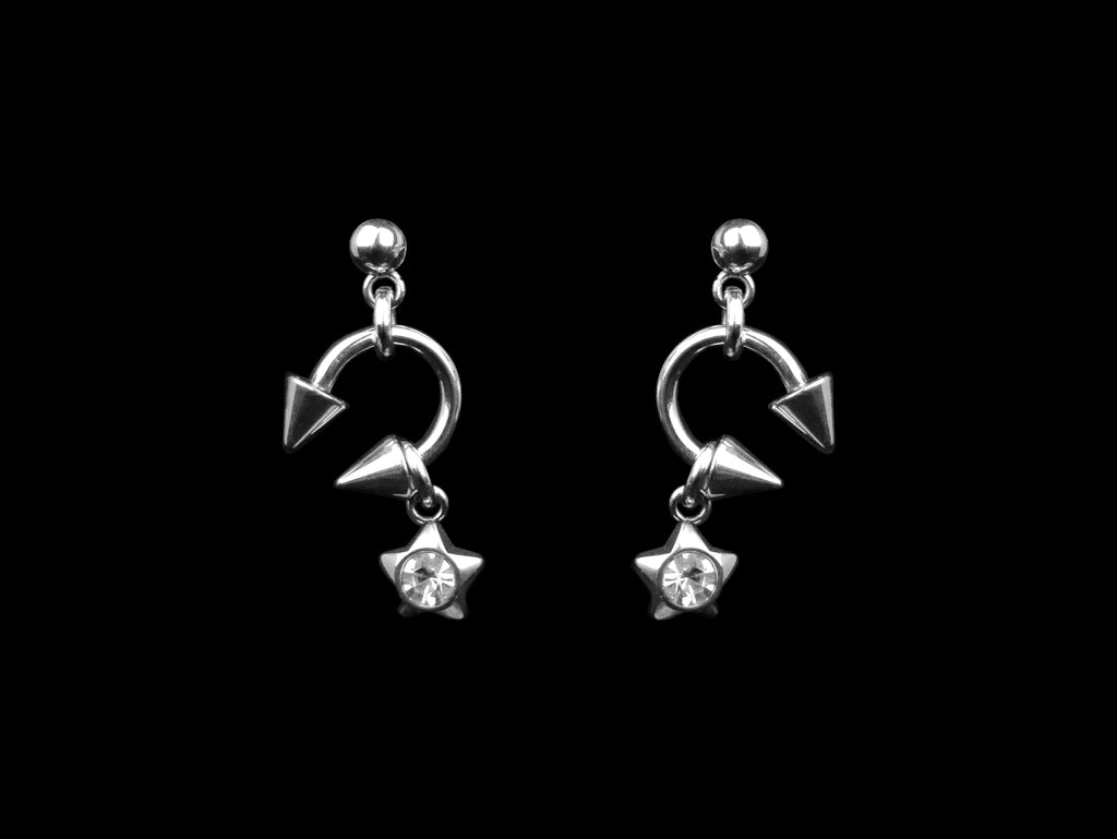 Pierced Crystal Star Earrings