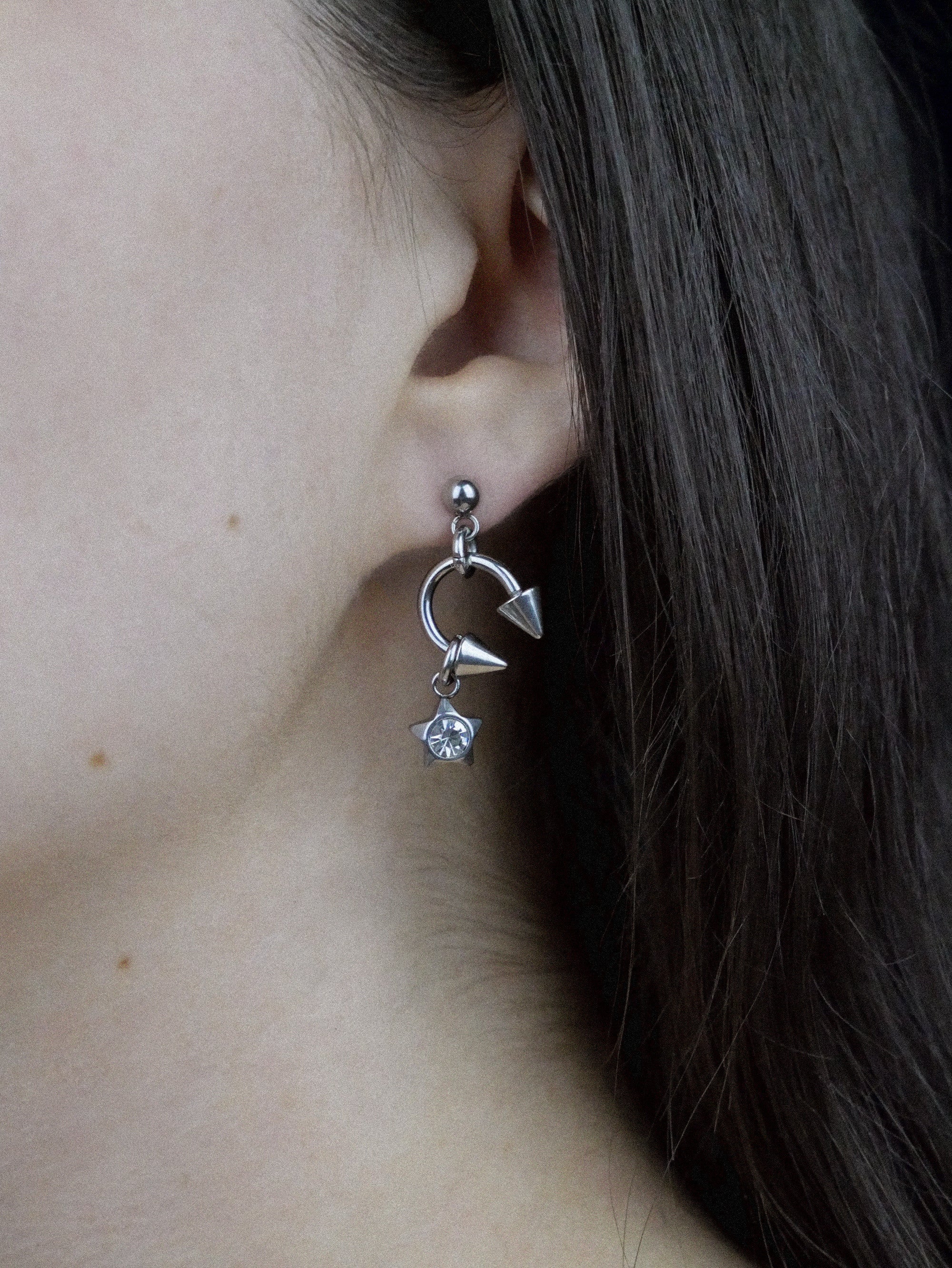 Pierced Crystal Star Earrings